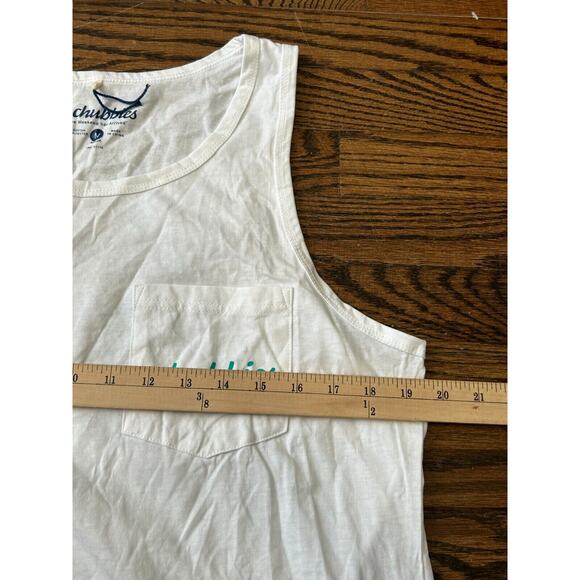 Chubbies The Spring Breaker Tank Top Mens Medium White Sky's Out Thighs Out NWOT - Picture 3 of 8